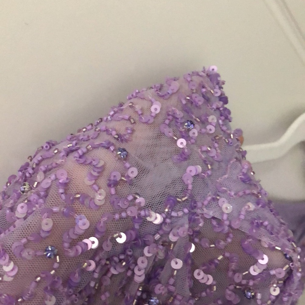 NEW retrofete Jean Mini Dress Lavender Light Purple Crystal Sequin Off Shouler L - Picture 9 of 12